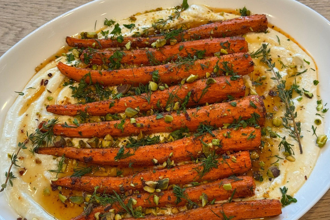 Hot Honey Roasted Carrots with Whipped Feta