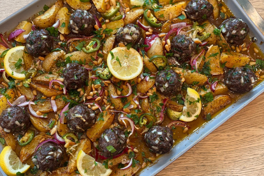 Sheet Pan Kafta Meatballs & Potatoes