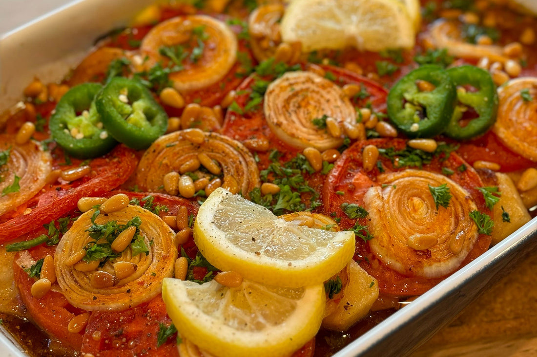 Lebanese Baked Kafta with Tomato Sauce